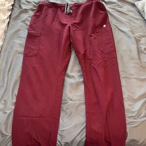 Figs Burgundy Yola Skinny Scrub Pants
